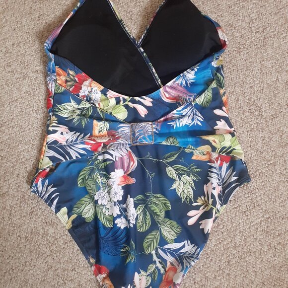 GRACE KARIN 1 PC SWIMSUIT FLORAL TROPICAL PLUNGE SLIMMING-WOMENS PLUS SIZE 2XL - Picture 4 of 4